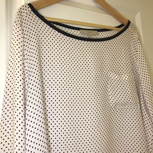 NWT LOFT Burgundy Polka Dot Pocket Blouse